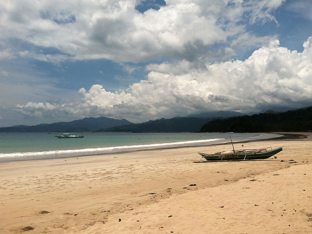 "Sabang Beach in Palawan, Philippines" by Kaldari is in the Public Domain, CC0